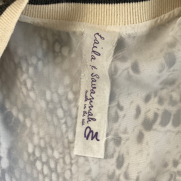 Laila & Savannah Silk Snake Python Print Bomber Jacket M - Picture 5 of 9